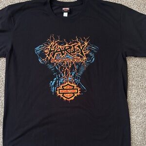 Harley-Davidson Black and Orange Engine Graphic Tee